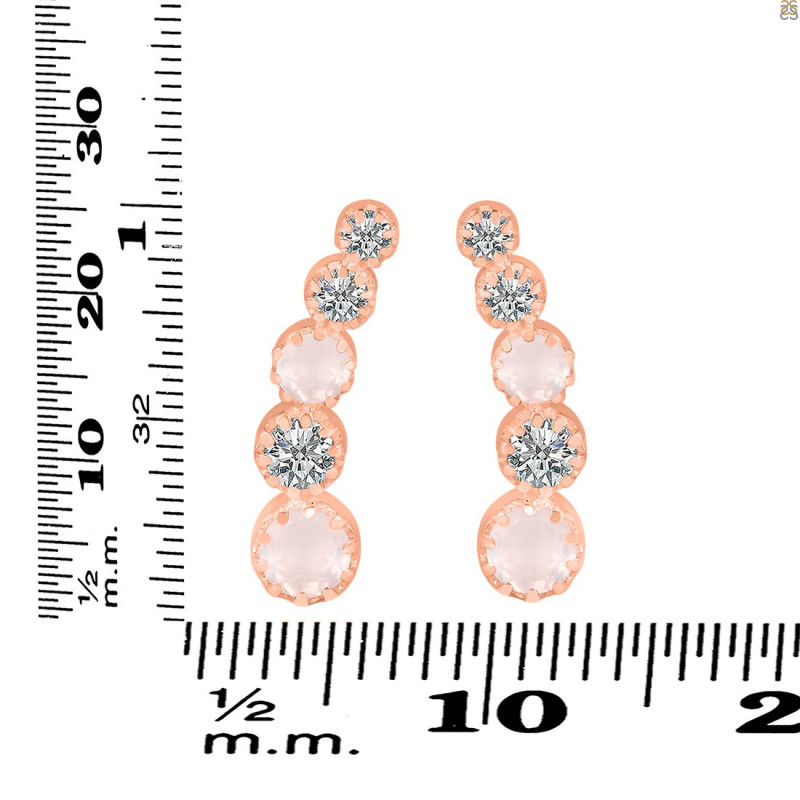Rose Quartz & White Topaz Stud Earring RSQ-RDE-1472.