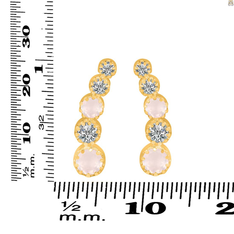 Rose Quartz & White Topaz Stud Earring RSQ-RDE-1472.