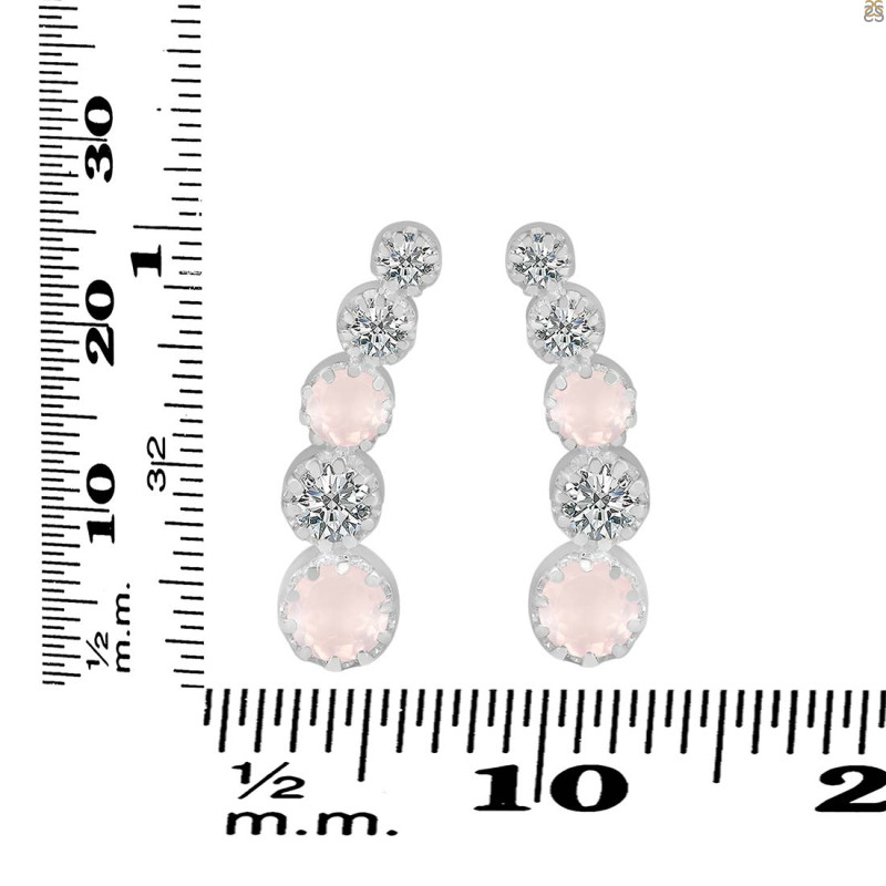 Rose Quartz & White Topaz Stud Earring RSQ-RDE-1472.