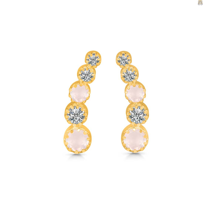 Rose Quartz & White Topaz Stud Earring RSQ-RDE-1472.