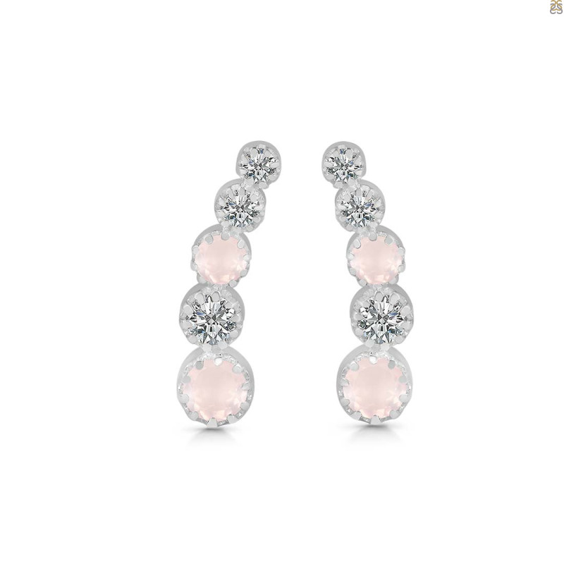 Rose Quartz & White Topaz Stud Earring RSQ-RDE-1472.