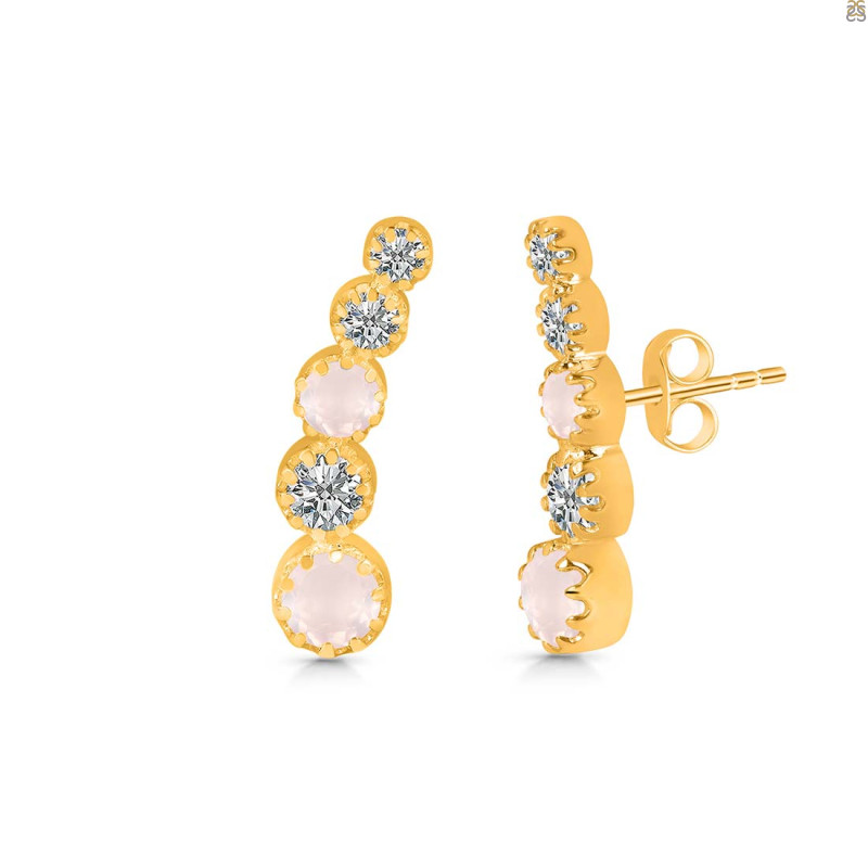 Rose Quartz & White Topaz Stud Earring RSQ-RDE-1472.