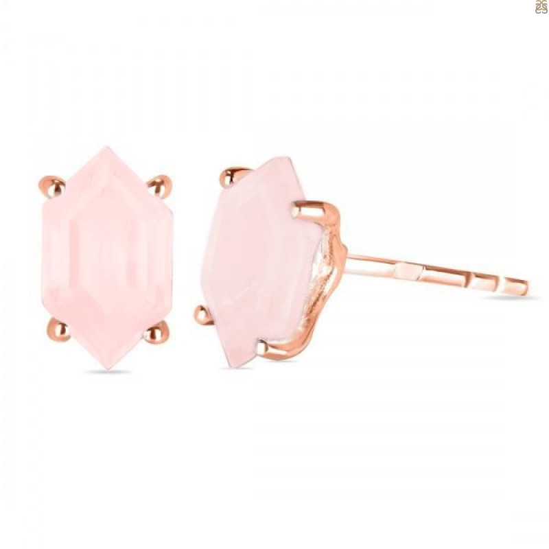 Rose Quartz Stud Earring RSQ-RE-27.
