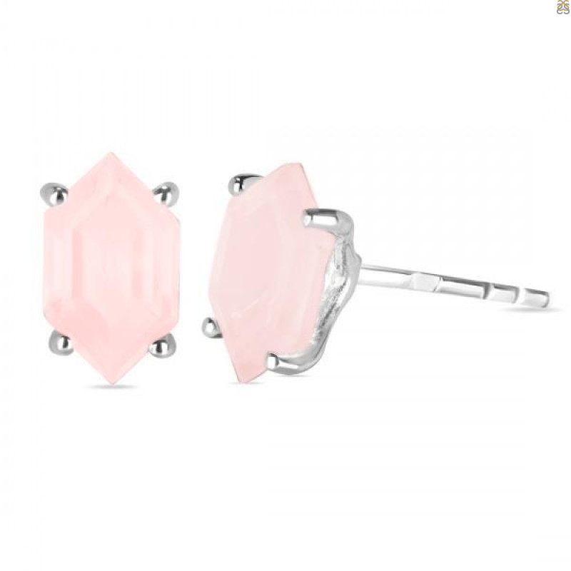 Rose Quartz Stud Earring