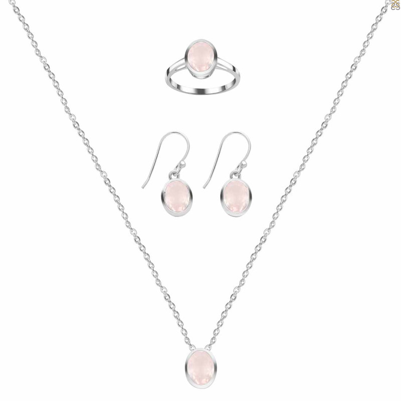  Rose Quartz Jewelry Set