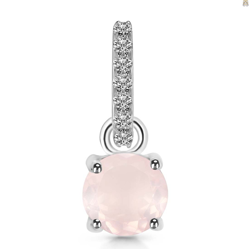 Rose Quartz & White Topaz Pendant RSQ-RDP-549-CZ-LOOP.