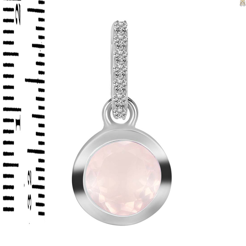 Rose Quartz & White Topaz Pendant RSQ-RDP-742-CZ-LOOP.