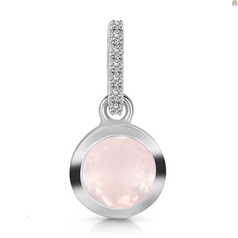 Rose Quartz & White Topaz Pendant RSQ-RDP-742-CZ-LOOP.