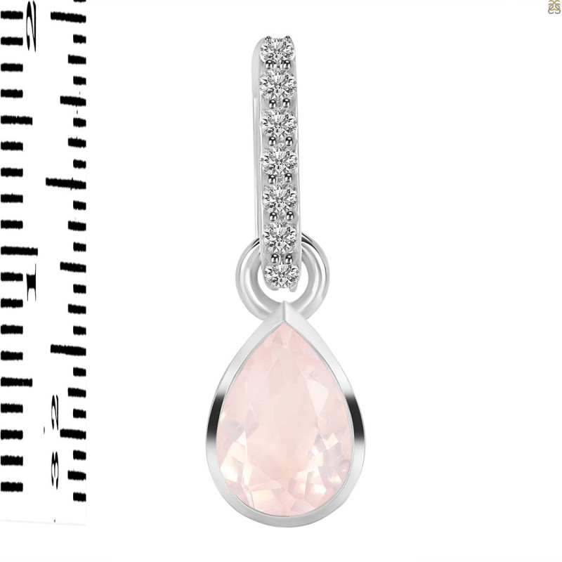 Rose Quartz & White Topaz Pendant RSQ-RDP-779-CZ-LOOP.