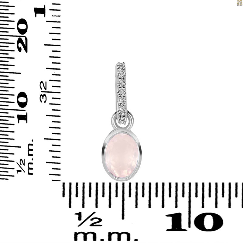 Rose Quartz & White Topaz Pendant RSQ-RDP-780-CZ-LOOP.