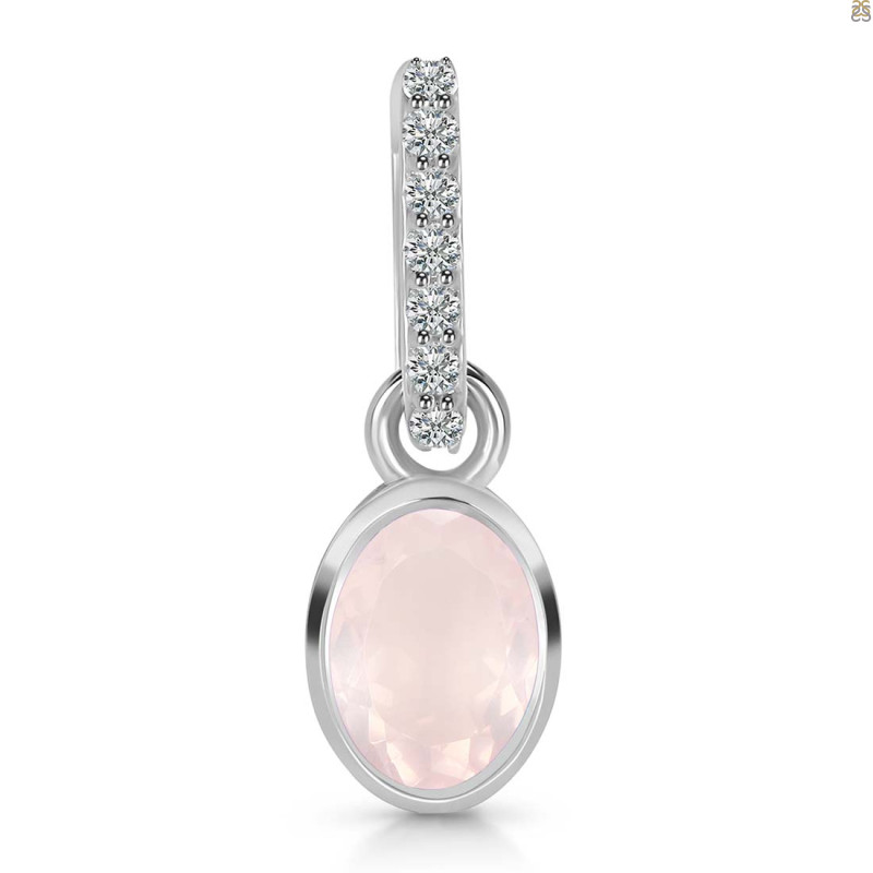 Rose Quartz & White Topaz Pendant RSQ-RDP-780-CZ-LOOP.