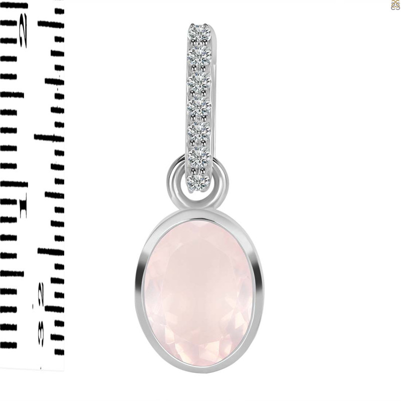 Rose Quartz & White Topaz Pendant RSQ-RDP-792-CZ-LOOP.