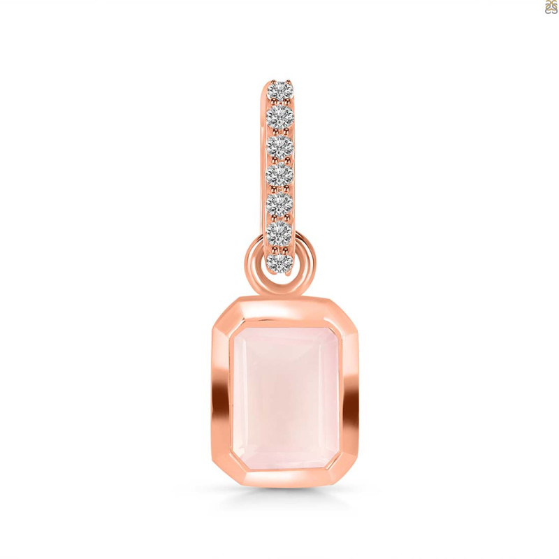 Rose Quartz & White Topaz Pendant RSQ-RDP-954-CZ-LOOP.