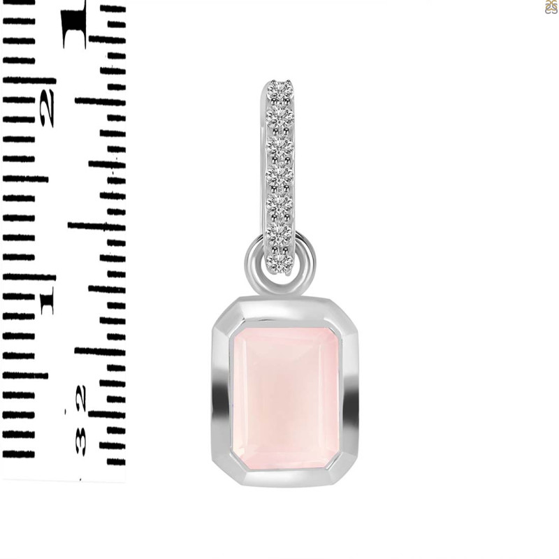 Rose Quartz & White Topaz Pendant RSQ-RDP-954-CZ-LOOP.