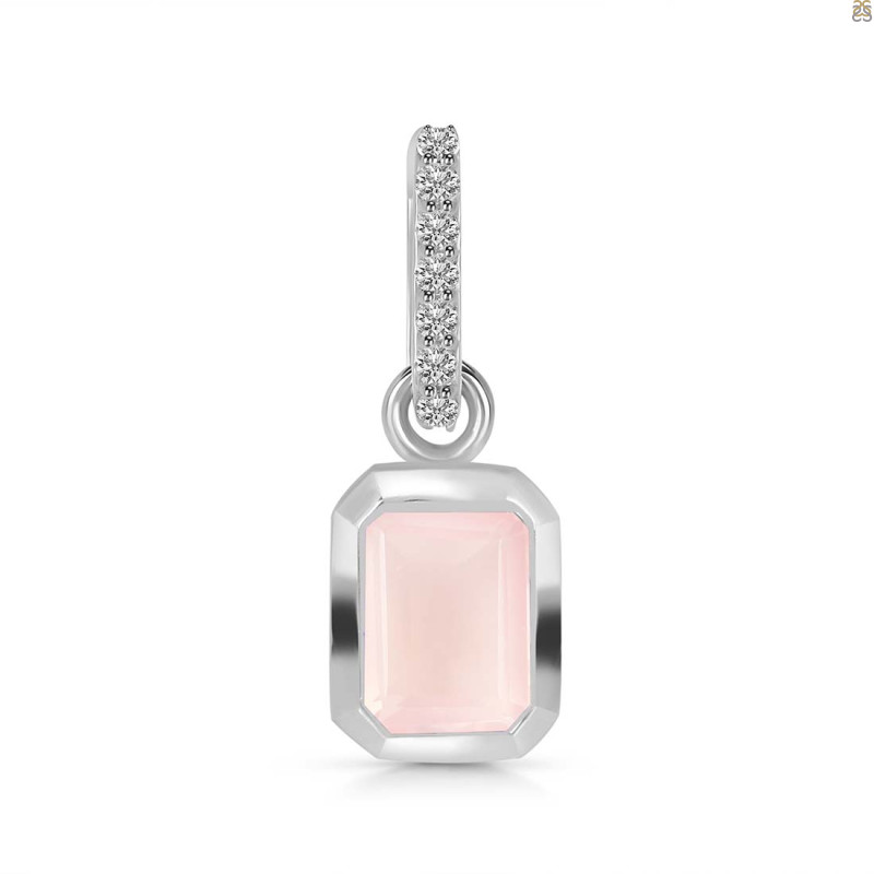 Rose Quartz & White Topaz Pendant RSQ-RDP-954-CZ-LOOP.