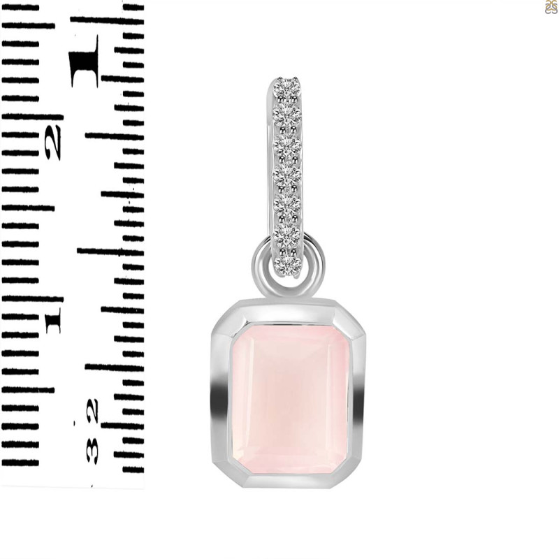 Rose Quartz & White Topaz Pendant RSQ-RDP-955-CZ-LOOP.