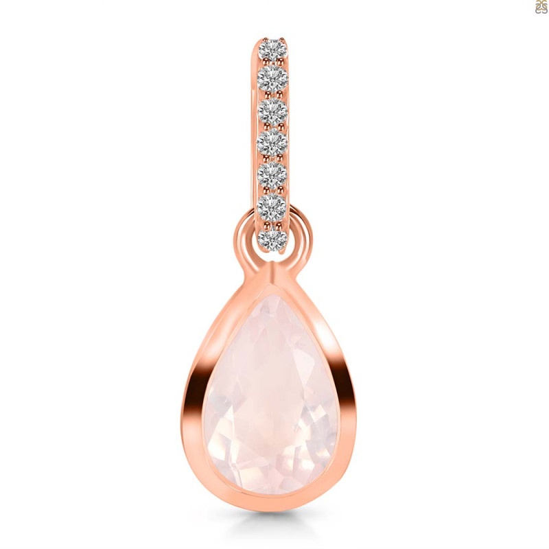 Rose Quartz & White Topaz Pendant RSQ-RDP-956-CZ-LOOP.