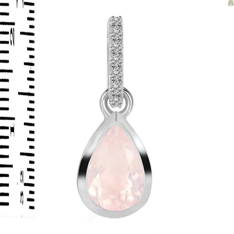 Rose Quartz & White Topaz Pendant RSQ-RDP-956-CZ-LOOP.