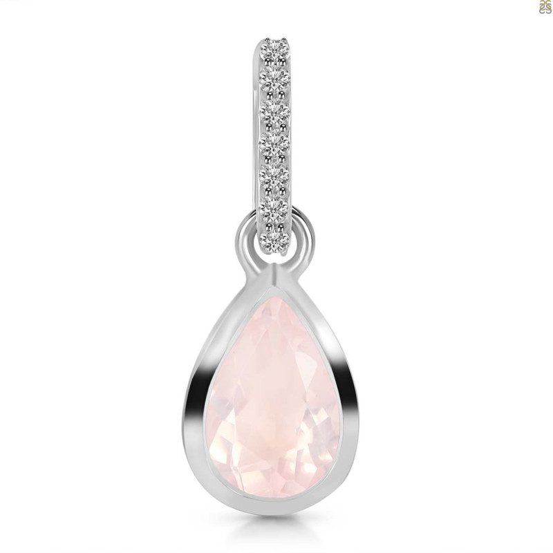 Rose Quartz & White Topaz Pendant RSQ-RDP-956-CZ-LOOP.