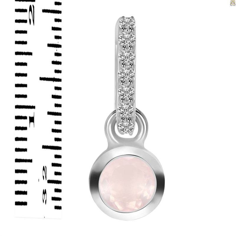 Rose Quartz & White Topaz Pendant RSQ-RDP-957-CZ-LOOP.
