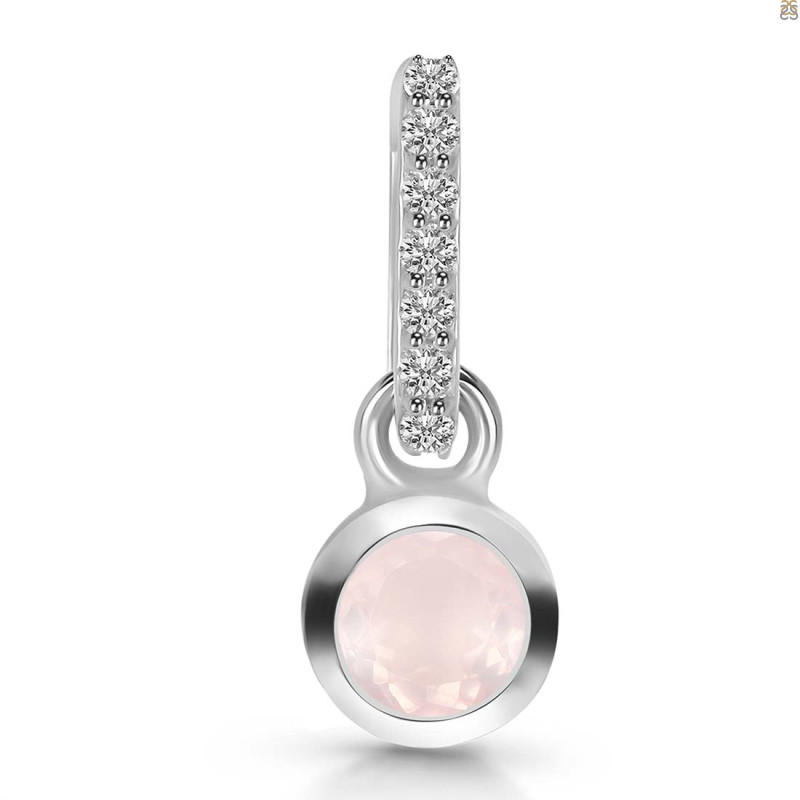 Rose Quartz & White Topaz Pendant RSQ-RDP-957-CZ-LOOP.
