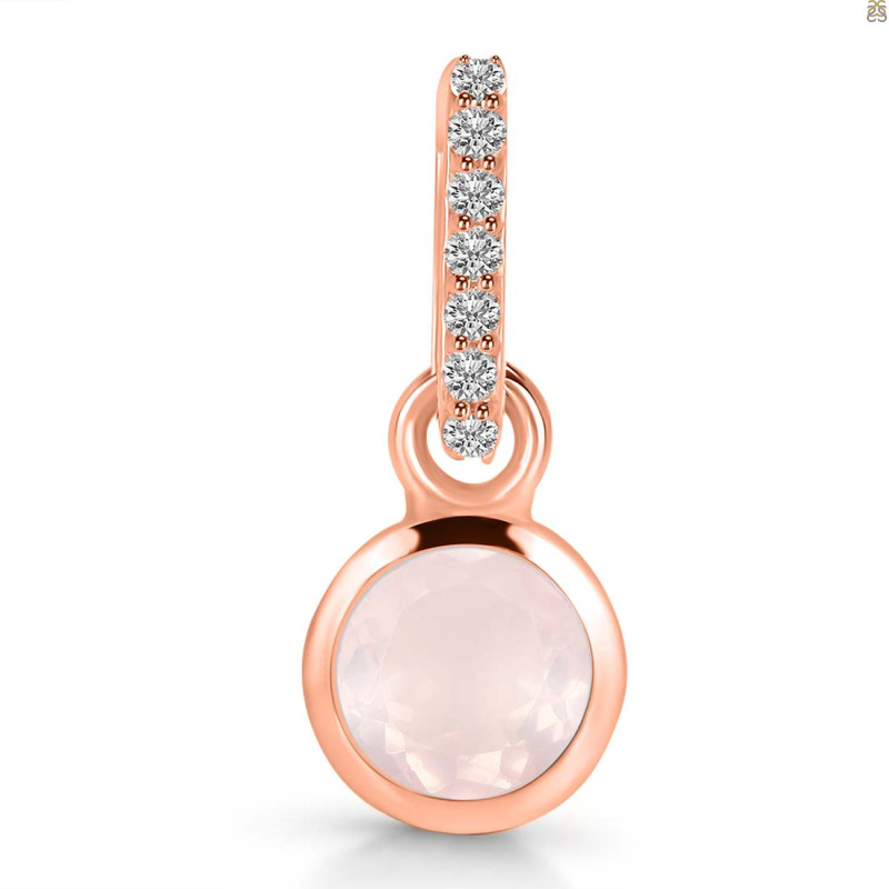 Rose Quartz & White Topaz Pendant RSQ-RDP-958-CZ-LOOP.