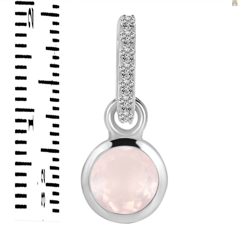 Rose Quartz & White Topaz Pendant RSQ-RDP-958-CZ-LOOP.