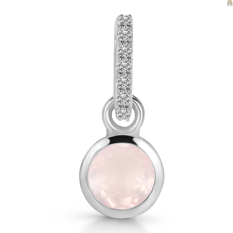 Rose Quartz & White Topaz Pendant RSQ-RDP-958-CZ-LOOP.