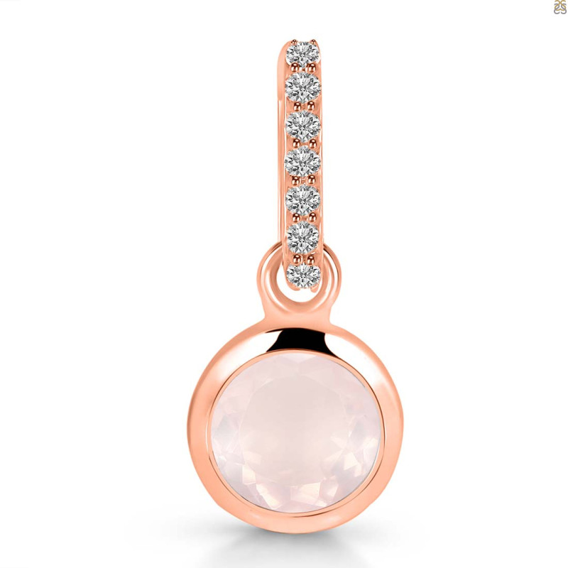 Rose Quartz & White Topaz Pendant RSQ-RDP-959-CZ-LOOP.