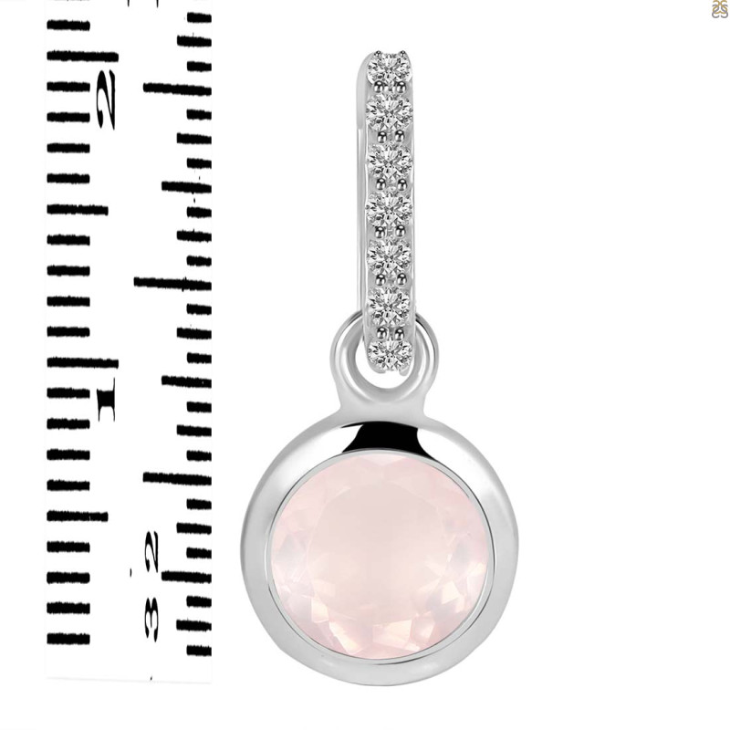 Rose Quartz & White Topaz Pendant RSQ-RDP-959-CZ-LOOP.
