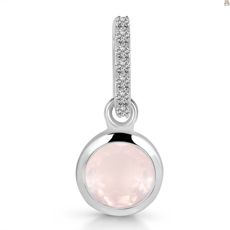 Rose Quartz & White Topaz Pendant RSQ-RDP-959-CZ-LOOP.