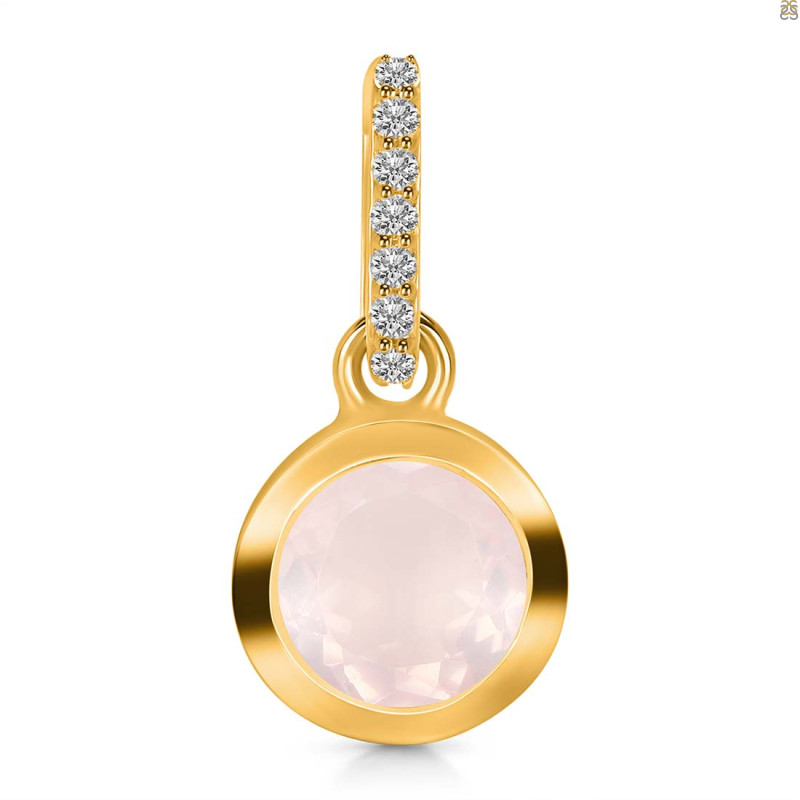 Rose Quartz & White Topaz Pendant RSQ-RDP-960-CZ-LOOP.
