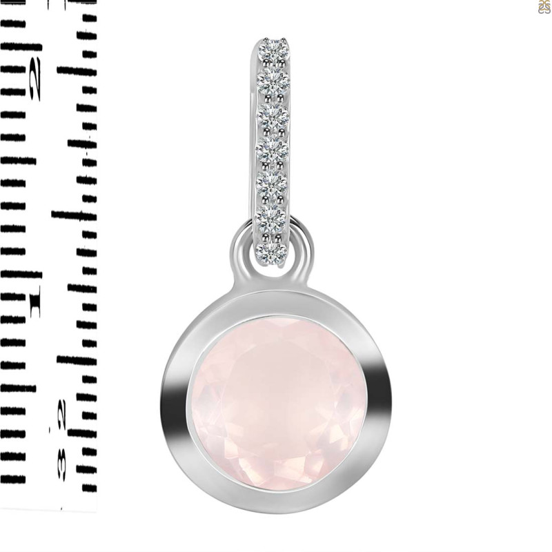 Rose Quartz & White Topaz Pendant RSQ-RDP-992-CZ-LOOP.