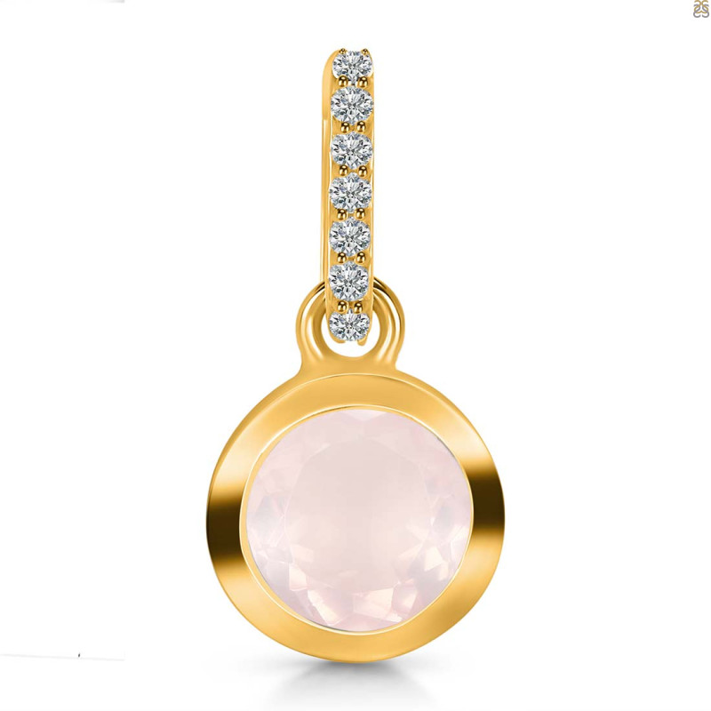 Rose Quartz & White Topaz Pendant RSQ-RDP-992-CZ-LOOP.