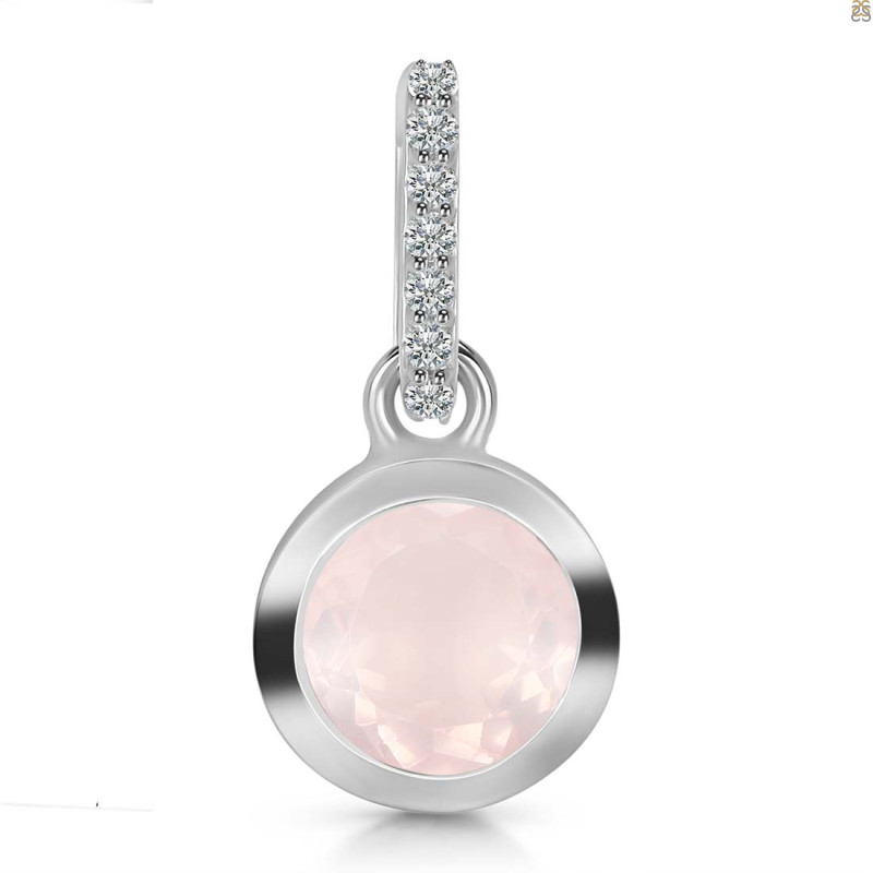 Rose Quartz & White Topaz Pendant RSQ-RDP-992-CZ-LOOP.