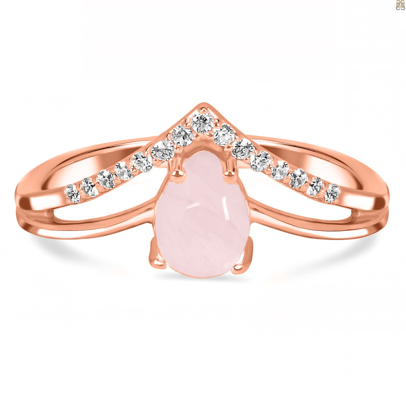 Rose Quartz & White Topaz Ring RSQ-RDR-1716.