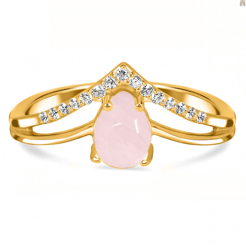 Rose Quartz & White Topaz Ring RSQ-RDR-1716.