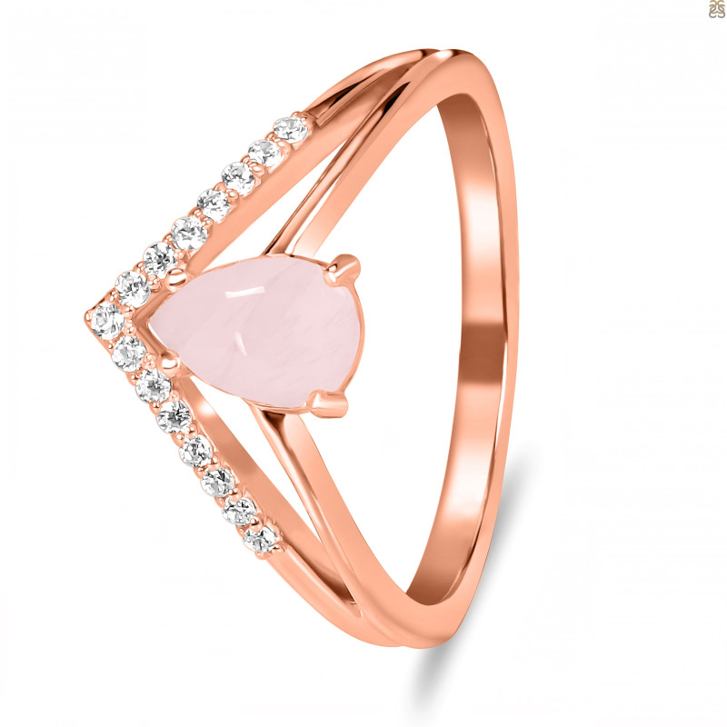 Rose Quartz & White Topaz Ring RSQ-RDR-1716.