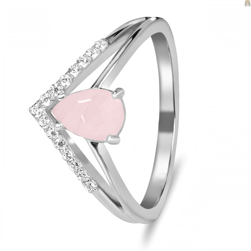 Rose Quartz & White Topaz Ring