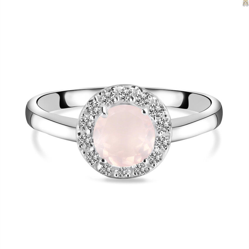 Rose Quartz & White Topaz Ring RSQ-RDR-1768.