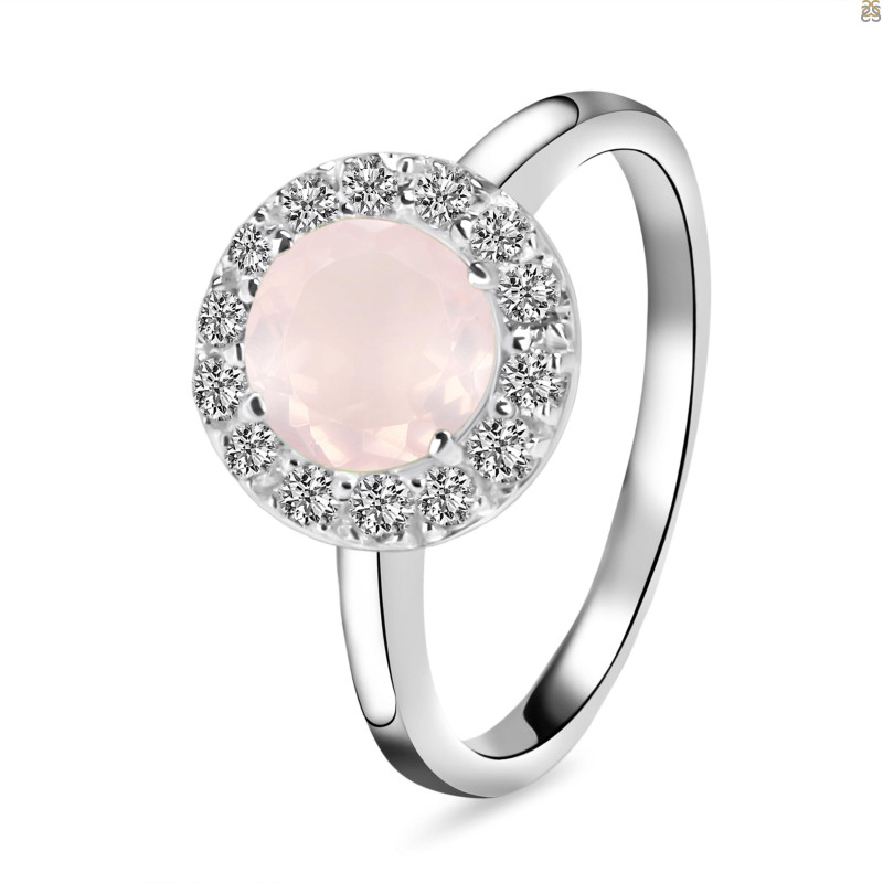 Rose Quartz & White Topaz Ring