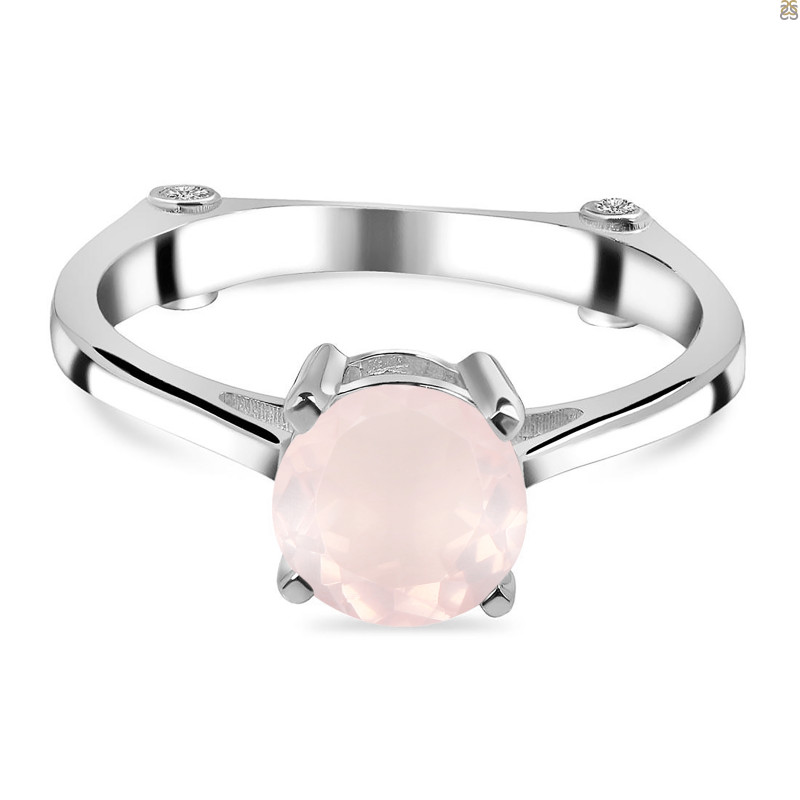 Rose Quartz & White Topaz Ring RSQ-RDR-1786.