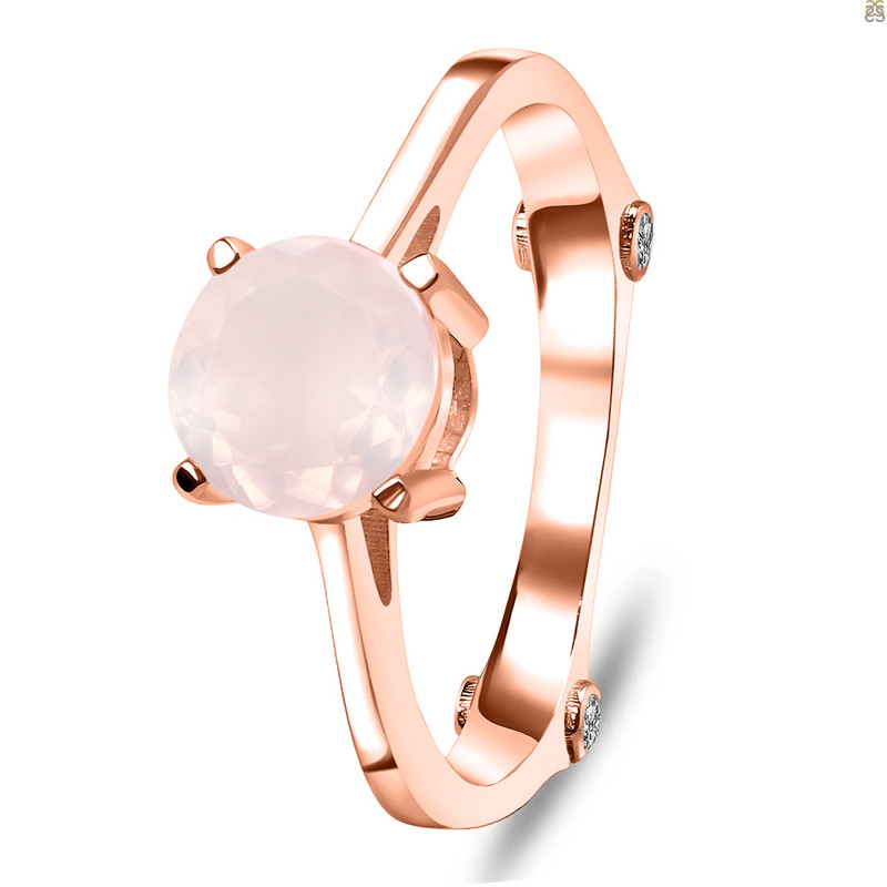 Rose Quartz & White Topaz Ring RSQ-RDR-1786.