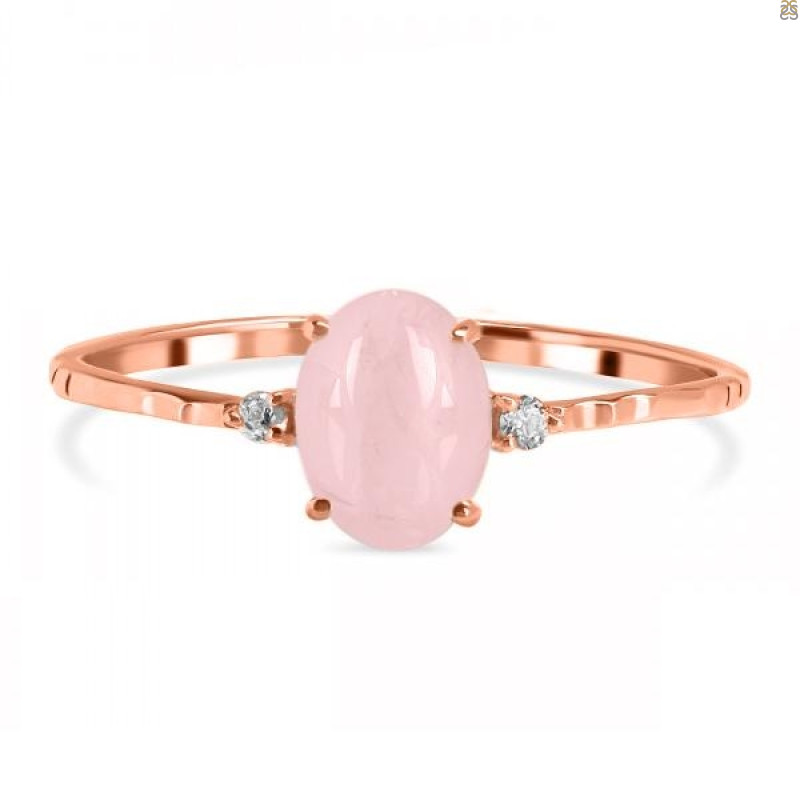 Rose Quartz & White Topaz Ring RSQ-RDR-1938-A.