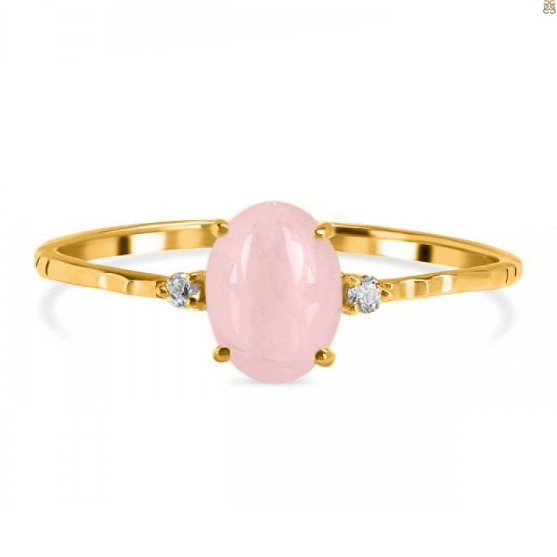 Rose Quartz & White Topaz Ring RSQ-RDR-1938-A.