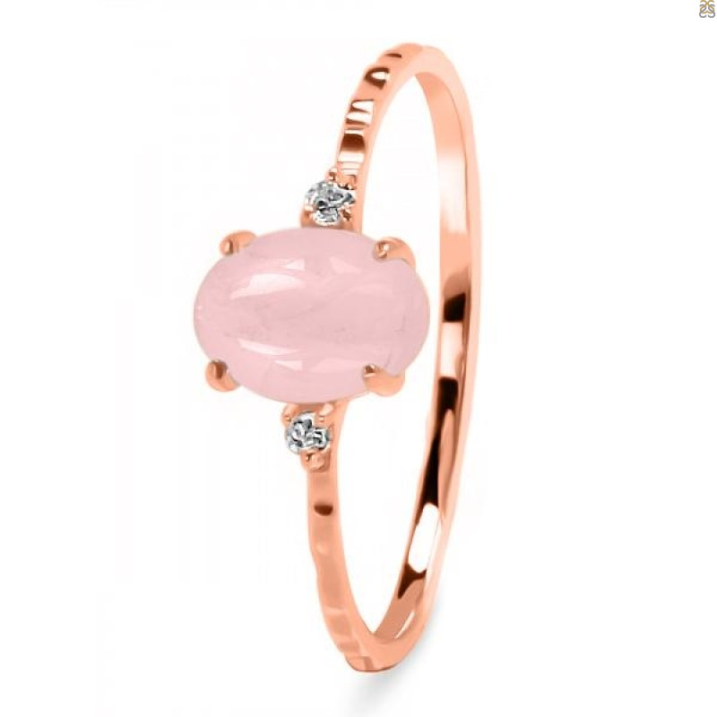 Rose Quartz & White Topaz Ring RSQ-RDR-1938-A.