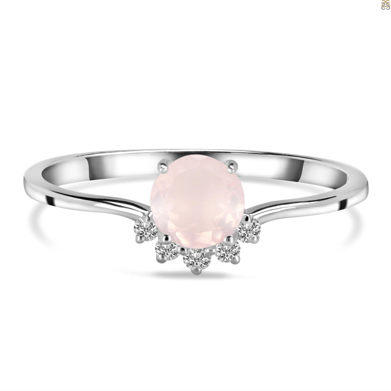 Rose Quartz & White Topaz Ring RSQ-RDR-1942.
