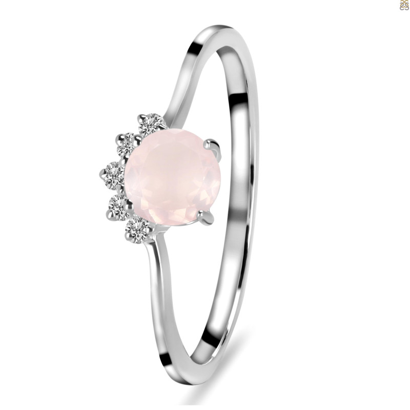 Rose Quartz & White Topaz Ring RSQ-RDR-1942.