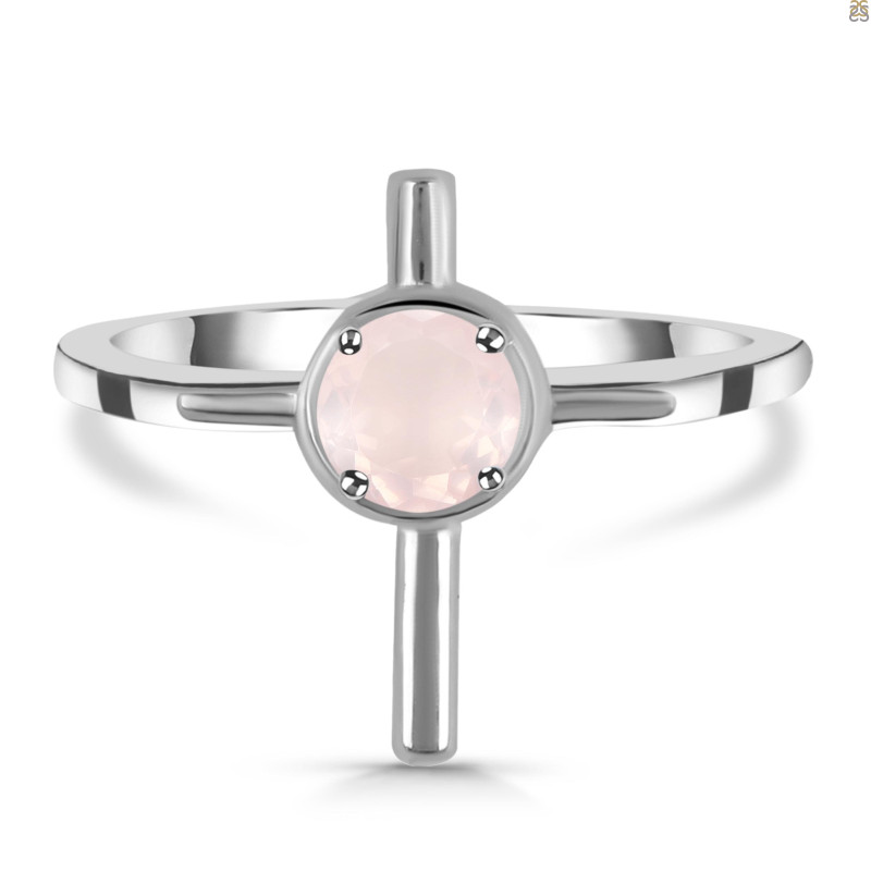 Rose Quartz Holy Cross Ring RSQ-RDR-2143.