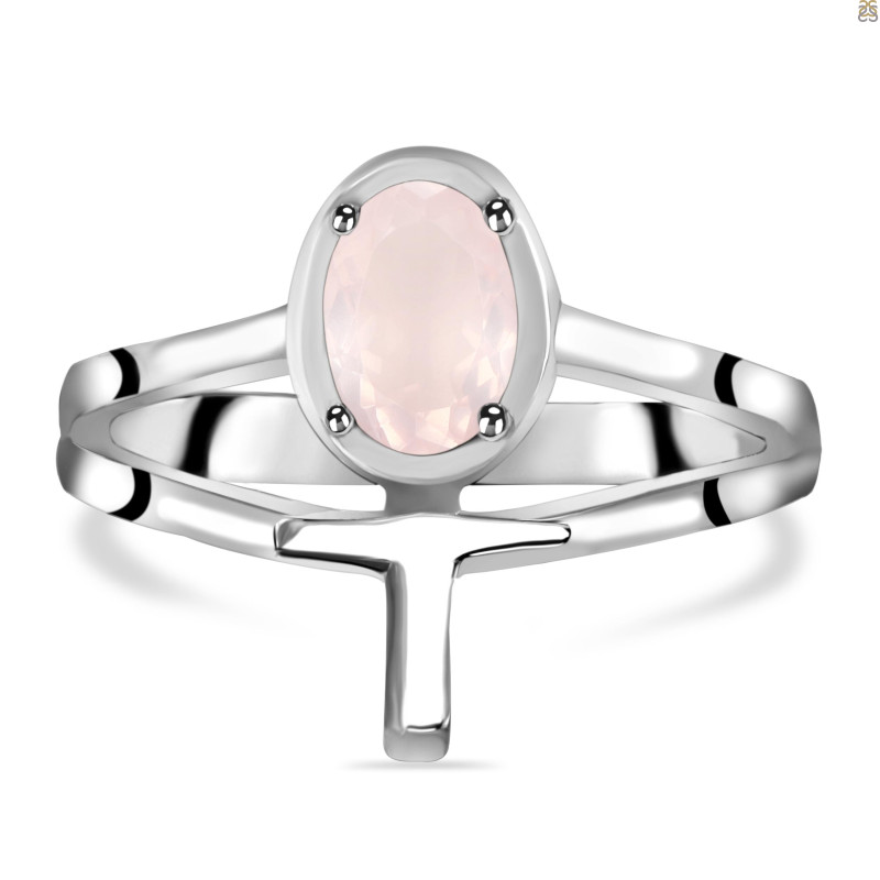 Rose Quartz Holy Cross Ring RSQ-RDR-2148.